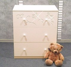 Комод детский Бабочки съемный пеленальный стол (слоновая кость)