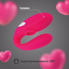Розовый вибратор для пар с функцией вакуумной стимуляции - 