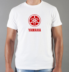 Футболка с принтом Ямаха (Yamaha) белая 002