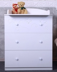 Комод детский Бабочки съемный пеленальный стол (белый)