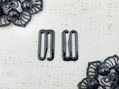 Крючки для бюстгальтера металл, 1,8 см, чёрный