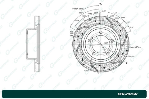 Диск тормозной перфорированный вентилируемый G-brake GFR-20747R правый