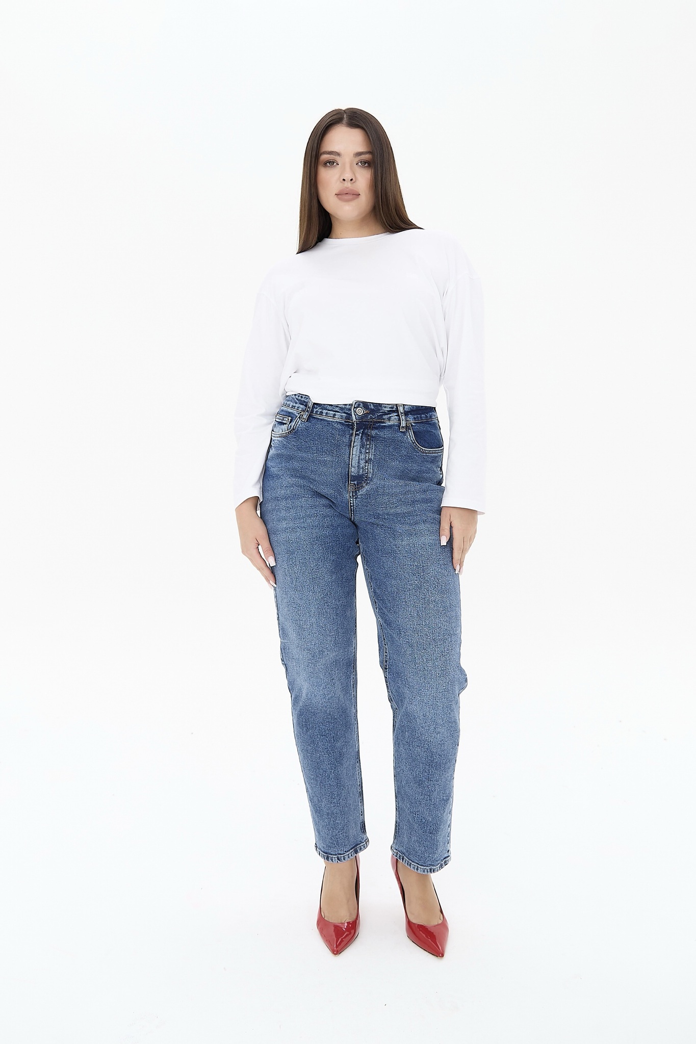 Джинсы Mom fit, синий