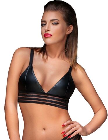 Бюстгальтер на эластичной ленте Powerwetlook bralette with elastic tape - Noir Handmade F157