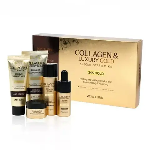 3W Clinic Cg Набор уходовой косметики с коллагеном и золотом Collagen & Luxury Gold Special Starter Kit