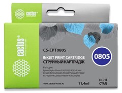 Картридж струйный Cactus CS-EPT0805 T0805 светло-голубой (11.4мл) для Epson Stylus Photo P50, PX650, PX660, PX700, PX700W, PX710, PX710W, PX720, PX720WD, PX800, PX800FW, PX810, PX810FW, PX820, PX820FWD, R265, R285, R360, RX560, RX585, RX685