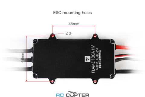 Габариты ESC регулятора мотора T-Motor 100A Flame HV