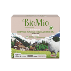 BIO MIO эко-стиральный порошок для белого белья с экстрактом хлопка, без запаха 1,5кг
