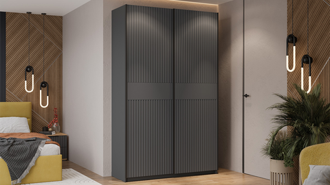 Шкаф-купе Оскар Хилтон 2-х дверный 140 серый графит / графит матовый / ручка черная