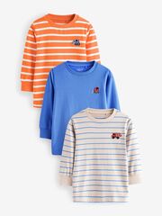 Лонгслив для мальчика Next B40-452, 3 шт., Оранжевый, Синий, Молочный
