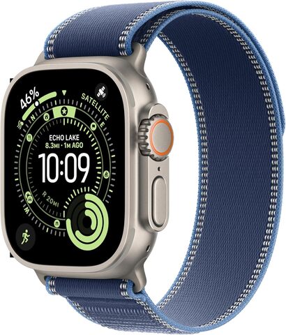 Умные часы Apple Watch Ultra 3 49 мм натуральный титан, ремешок Trail синего цвета (S/M)