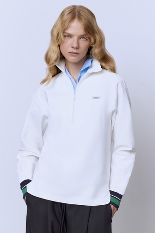 Поло на молнии с длинным рукавом