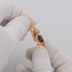 Подвеска «Феникс» из золота 585 пробы с гранатами, цитринами и эмалью