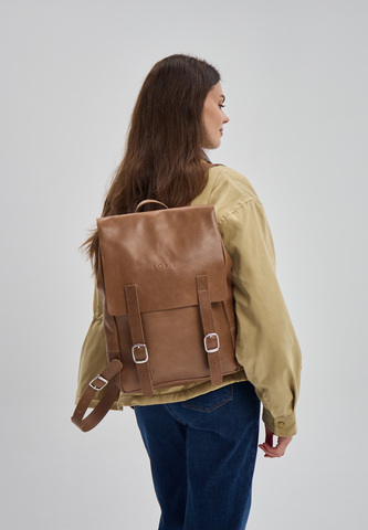 рюкзак светло-коричневый гладкий