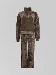 Спортивный костюм Yan Fashion 8083 вельветовый из кофты-полузамок и широкий брюк