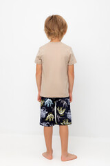 пижама  для мальчика  К 1528/темно-бежевый,цветные динозавры