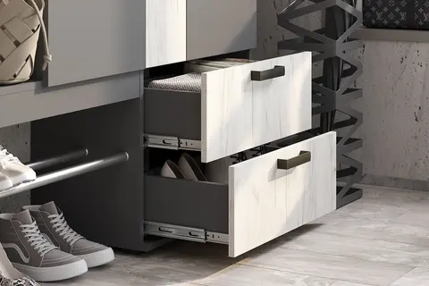 Прихожая Трамп графит / дуб крафт белый