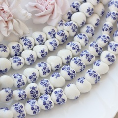 Бусина Сердце, керамика, белая с синей росписью, 17 мм, 1 шт, МК003