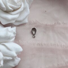 УЦЕНКА!!! Бейл, держатель для кулона с фианитами, 10*4 мм, родий, У091