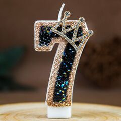 Свеча для торта «Кристалл» (черный/золото) цифра 7