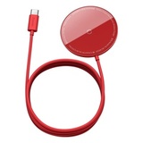 БЗУ магнитная MagSafe для iPhone 12, 13 серии Baseus Simple Mini Magnetic (WXJK-H09) с быстрой зарядкой 15W (Красный)