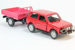 VAZ-21213 Niva Lada with trailer Bison (red) Agat Mossar Tantal 1:43