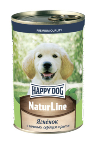 Happy Dog Natur Line Ягненок  с печенью, сердцем и рисом для щенков 410 г