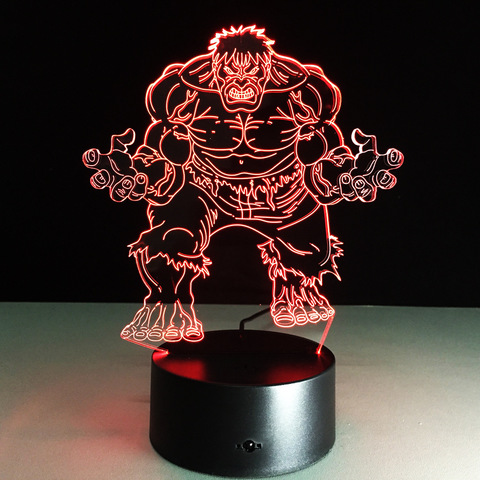 3D светильник с пультом Мстители Халк