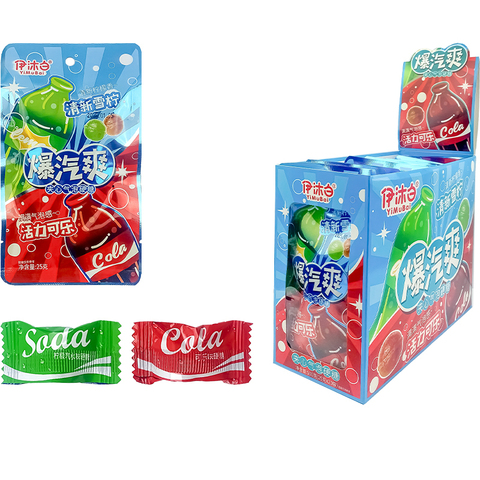 Конфеты жевательные кислые со вкусом газировки Yimubai 1кор*12бл*20шт,25г