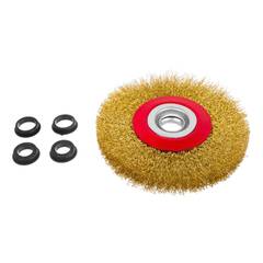 45-2-612 Щетка-крацовка дисковая, усиленная, переходные кольца d=13 мм -2шт,  d=16мм -2шт, d=125мм (РемоКолор)