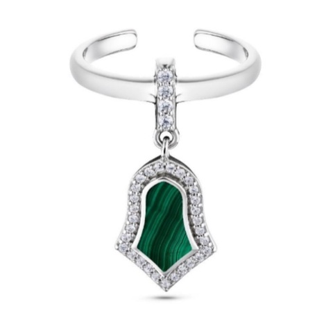 Ring Steppe Tulip Rhodium Malachite