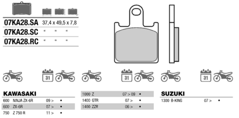 07KA28SA колодки тормозные МОТО(FDB2220)