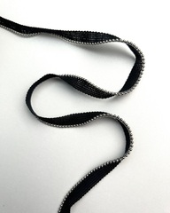 Кант из металлических бусин, цвет: чёрный/никель; ширина 1 мм