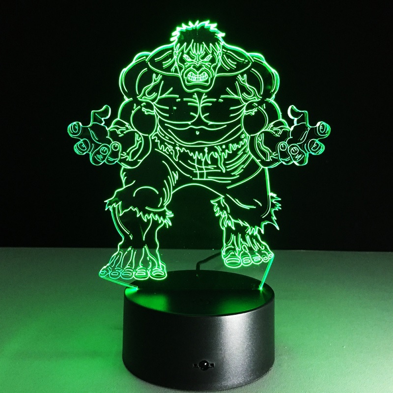 3D светильник с пультом Мстители Халк