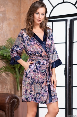 Короткий шелковый халат ETRO (70% натуральный шелк)