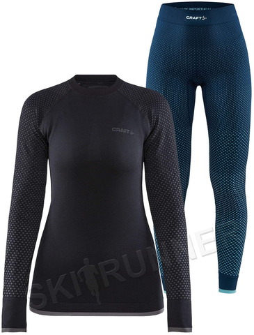 Премиальный Теплый Комплект термобелья Craft Warm Fuseknit Intensity 21-22 женский Navy-Black