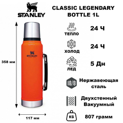 Термос Stanley Legendary Classic Bottle 1.0L Blaze Orange