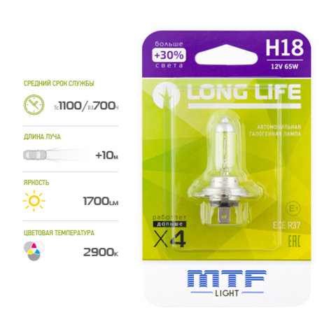 Лампа галогенная MTF Light H18 блистер HLL1218b