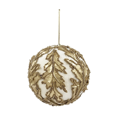 Шар 13см ChristmasDeLuxe premium collection бежевый/золотой