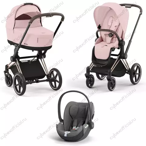 Детская коляска Cybex Priam IV 3 в 1 Peach Pink