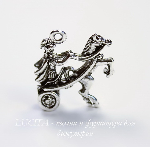 Подвеска Quest Beads "Колесница" 3D (цвет-античное серебро) 21х18 мм