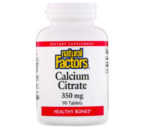 Natural Factors, Цитрат кальция, 350 мг, 90 таблеток