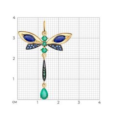 731948 - Подвеска СТРЕКОЗА  из золота  585 пр с агатами, корундами и фианитами