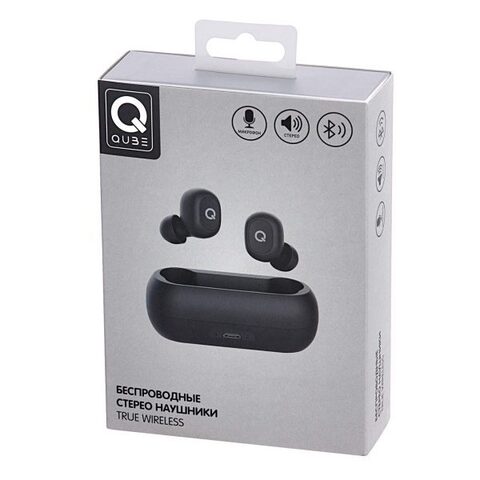 Беспроводные наушники с микрофоном QUB QTWE1 True Wireless Black