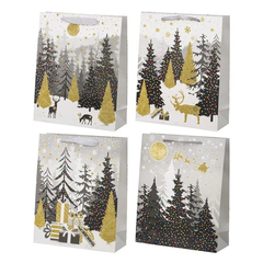 Подарочный пакет Basir, серия "Зима", глянцевый, цветной с рисунком ассорти, размер 19,5*8*23,5 см