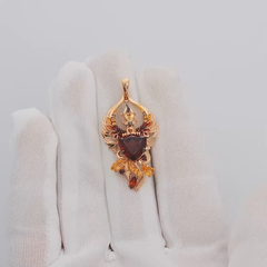 Подвеска «Феникс» из золота 585 пробы с гранатами, цитринами и эмалью