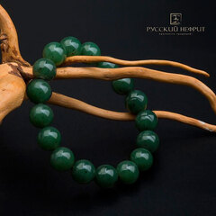 Браслет "Классика". Зелёный нефрит. 12мм.
