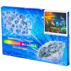 
          Алмазная мозаика Alingar, на подрамнике, с полным заполнением, (глянц) дизайн рамка, 30х40 см, 20 цветов, "Закат и ночь"