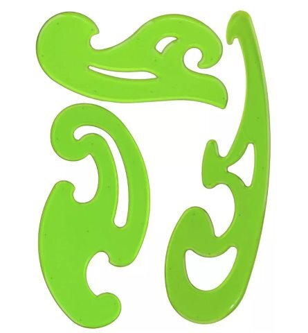 Набор лекал Цветные прозрачные 25,17,12 см