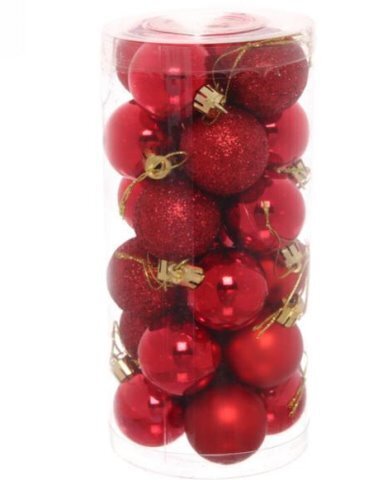 Набор шаров 8см 24шар 1цв 3вида (глянец/матовый/искра) в тубусе 00068-13